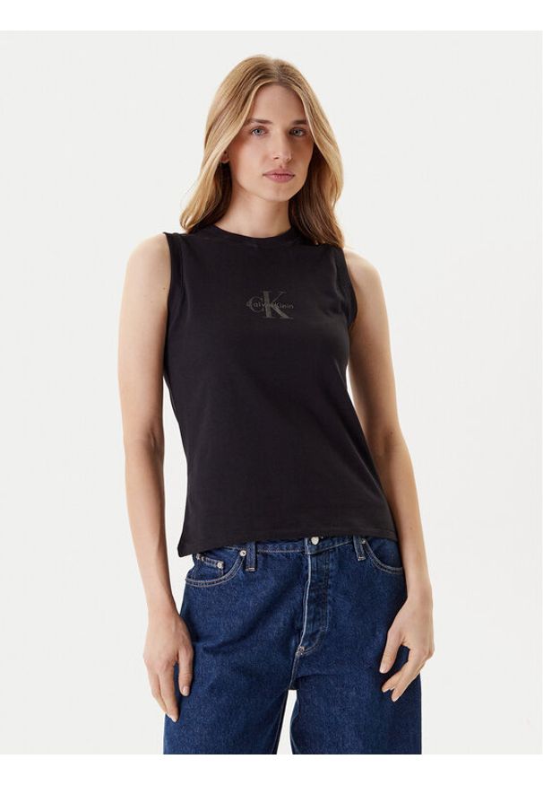 Calvin Klein Jeans Top LV047C852G Czarny Regular Fit. Kolor: czarny. Materiał: bawełna