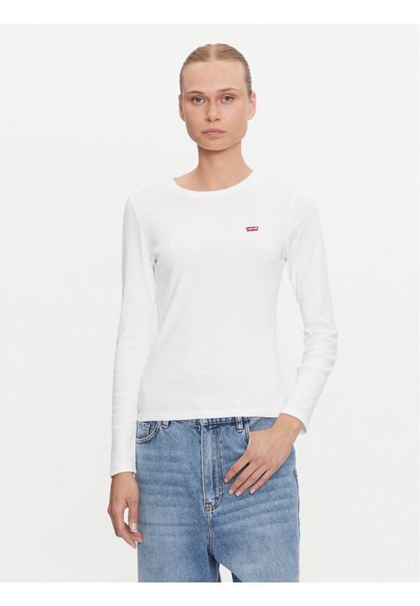 Levi's® Bluzka Essential Housemark 000KL-0000 Biały Regular Fit. Kolor: biały. Materiał: bawełna