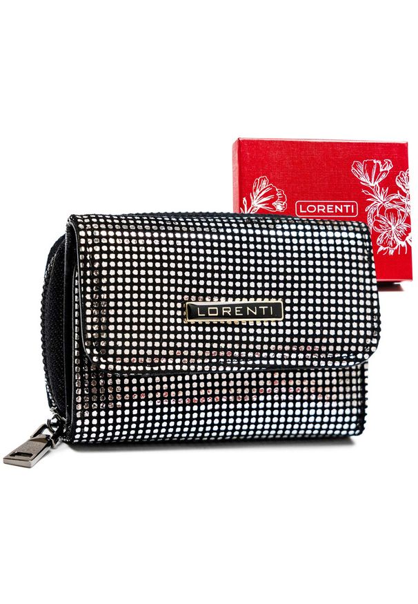 LORENTI - Portfel damski Lorenti 423229-CEK czarny. Kolor: czarny. Materiał: skóra