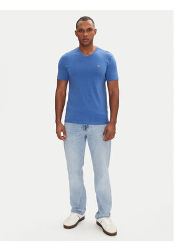 Tommy Jeans T-Shirt Jaspe DM0DM20364 Niebieski Slim Fit. Kolor: niebieski. Materiał: bawełna