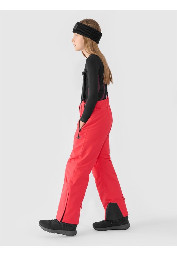 4f - 4F Spodnie narciarskie membrana 8000 dziewczęce - czerwone 134 (8-9 lat). Kolor: czerwony. Materiał: dzianina, poliester, tkanina, materiał. Sezon: lato. Sport: narciarstwo