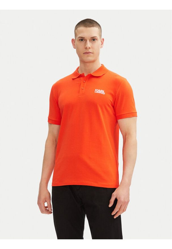 Karl Lagerfeld - KARL LAGERFELD Polo 745088 552235 Czerwony Regular Fit. Typ kołnierza: polo. Kolor: czerwony. Materiał: bawełna