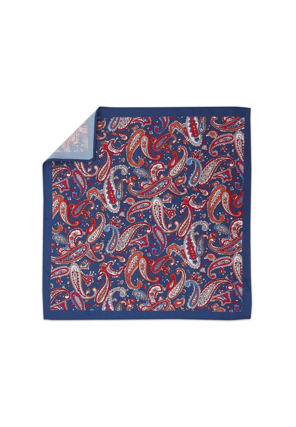 Adam Collection - Granatowa poszetka w paisley E311. Kolor: niebieski. Wzór: paisley