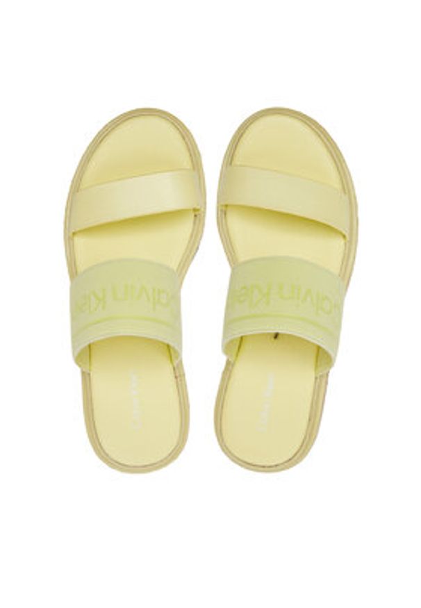 Calvin Klein Klapki Wedge Slide He HW0HW01966 Żółty. Kolor: żółty. Materiał: materiał