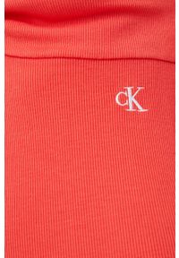 Calvin Klein Jeans sukienka J20J218402.PPYY kolor czerwony mini dopasowana. Kolor: czerwony. Długość rękawa: na ramiączkach. Wzór: aplikacja. Typ sukienki: dopasowane. Długość: mini #2