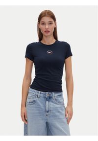 Tommy Jeans T-Shirt Tjw Slim Essential Logo 2 Tee DW0DW20316 Granatowy Regular Fit. Kolor: niebieski. Materiał: bawełna, syntetyk