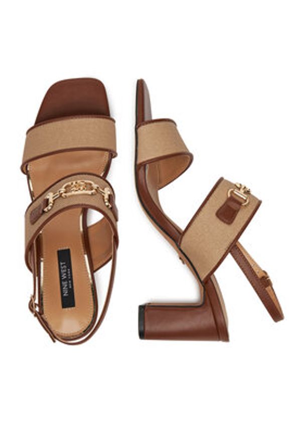 Nine West Sandały 2489-19 Beżowy. Kolor: beżowy. Materiał: materiał, syntetyk