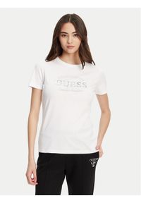 Guess T-Shirt V5YI12 J1314 Biały Regular Fit. Kolor: biały. Materiał: bawełna