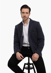 Volcano - Marynarka casual JB-ANTON. Okazja: na co dzień. Kolor: niebieski. Materiał: dzianina, materiał. Wzór: melanż. Styl: casual #1