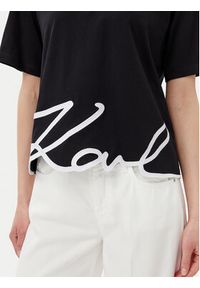 Karl Lagerfeld - KARL LAGERFELD T-Shirt A2W17104 Czarny Relaxed Fit. Typ kołnierza: dekolt w karo. Kolor: czarny. Materiał: bawełna
