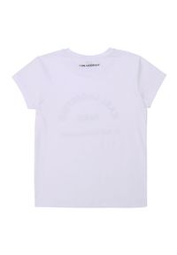 Karl Lagerfeld - T-shirt dziecięcy. Okazja: na co dzień. Kolor: biały. Materiał: bawełna, materiał, dzianina, elastan. Długość rękawa: krótki rękaw. Długość: krótkie. Wzór: nadruk. Styl: casual, klasyczny #2
