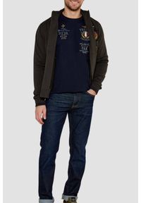 Aeronautica Militare - AERONAUTICA MILITARE Granatowy męski longsleeve, Rozmiar 3XL. Kolor: niebieski. Długość rękawa: długi rękaw