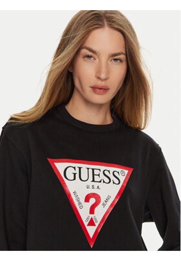 Guess Bluza W2YQ16 KBA11 Czarny Regular Fit. Kolor: czarny. Materiał: bawełna