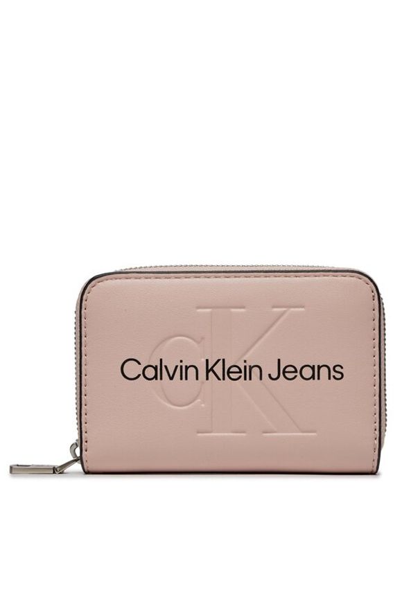 Calvin Klein Jeans Duży Portfel Damski Sculpted Med Zip Around Mono K60K607229 Różowy. Kolor: różowy. Materiał: skóra