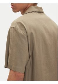 Emporio Armani Koszula EM000593 AF12356 U6189 Brązowy Regular Fit. Kolor: brązowy. Materiał: len #4