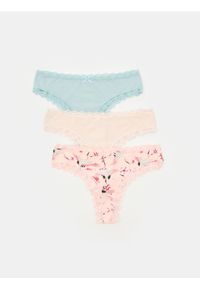 Sinsay - Majtki brazyliany z koronką 3 pack - wielobarwny. Materiał: koronka. Wzór: koronka