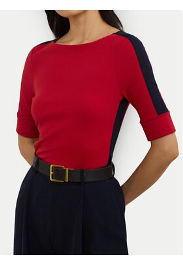 Lauren Ralph Lauren - LAUREN RALPH LAUREN Bluzka 200957589002 Czerwony Slim Fit. Kolor: czerwony. Materiał: bawełna