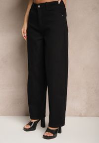 Renee - Czarne Jeansy o Kroju Balloon High Waist Zalirune. Okazja: na co dzień, na spacer. Stan: podwyższony. Kolor: czarny. Styl: elegancki, casual