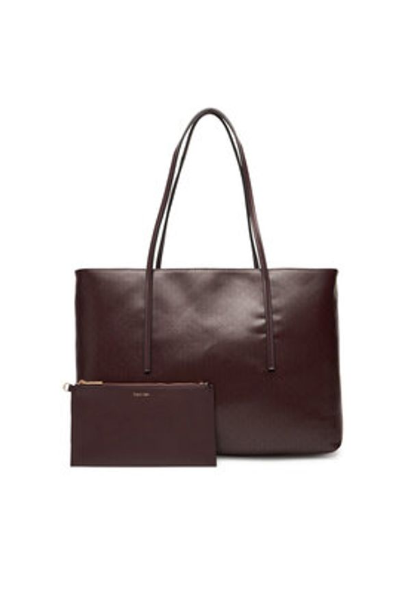 Calvin Klein Torebka Emblem Aop Tote W/ Pouch LV04F3266G Bordowy. Kolor: czerwony. Materiał: skórzane
