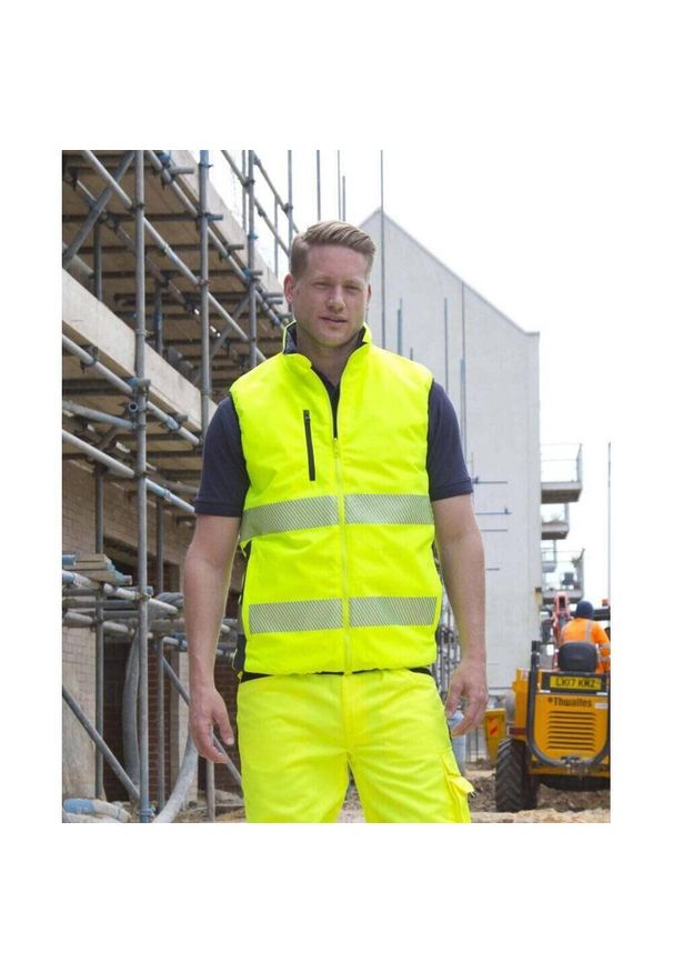 RESULT - Kamizelka ochronna bez rękawów Result. Kolor: wielokolorowy, niebieski, żółty. Materiał: puch. Długość rękawa: bez rękawów