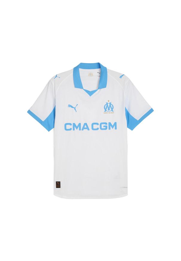 Puma - Męska koszulka domowa authentic PUMA Olympique Marsylia 25/26. Kolor: biały, niebieski, wielokolorowy