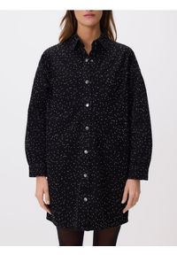 Reserved - Sukienka ze strasem - czarny. Kolor: czarny. Materiał: tkanina, bawełna #1