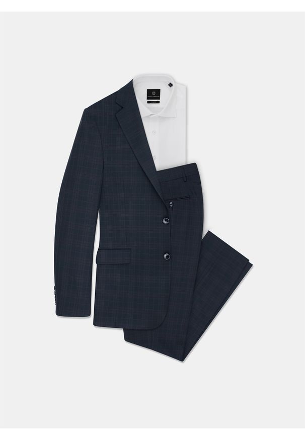 Pako Lorente - Granatowa marynarka garniturowa P22WF-3G-041-G-S. Kolor: niebieski. Materiał: tkanina. Wzór: kratka