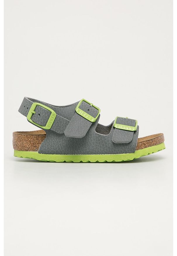 Birkenstock - Sandały dziecięce Milano Kinder. Zapięcie: klamry. Kolor: szary. Materiał: syntetyk, materiał, skóra, guma. Wzór: gładki