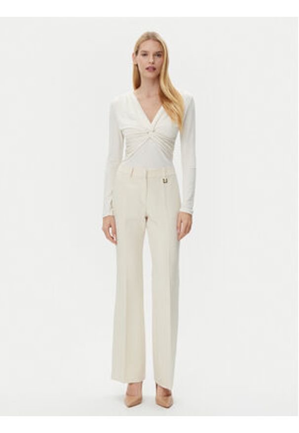 BOSS Bluzka Eulori 50534546 Beżowy Slim Fit. Kolor: beżowy. Materiał: wiskoza