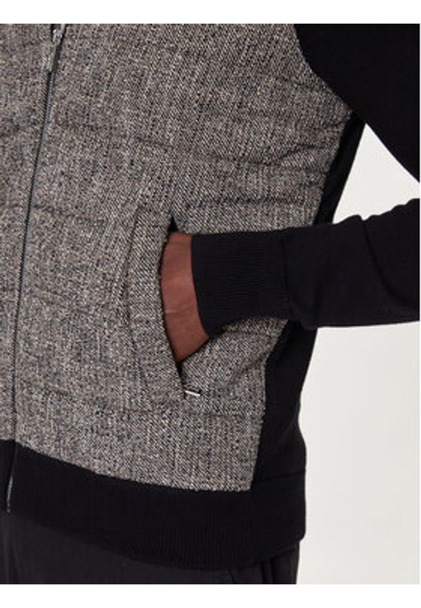 Karl Lagerfeld - KARL LAGERFELD Kardigan 655027 554305 Czarny Regular Fit. Typ kołnierza: dekolt w karo. Kolor: czarny. Materiał: bawełna