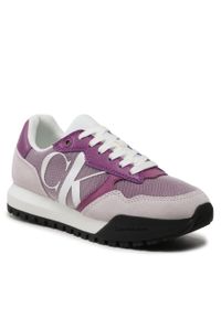 Sneakersy Calvin Klein Jeans Toothy Runner Bold Mono YW0YW00884 Amethyst/Ghost Grey/White 0KB. Kolor: fioletowy. Materiał: zamsz, skóra