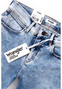 Wrangler - WRANGLER HIGH RISE SKINNY WROCK BLUE W27HSV24S. Stan: podwyższony. Wzór: aplikacja