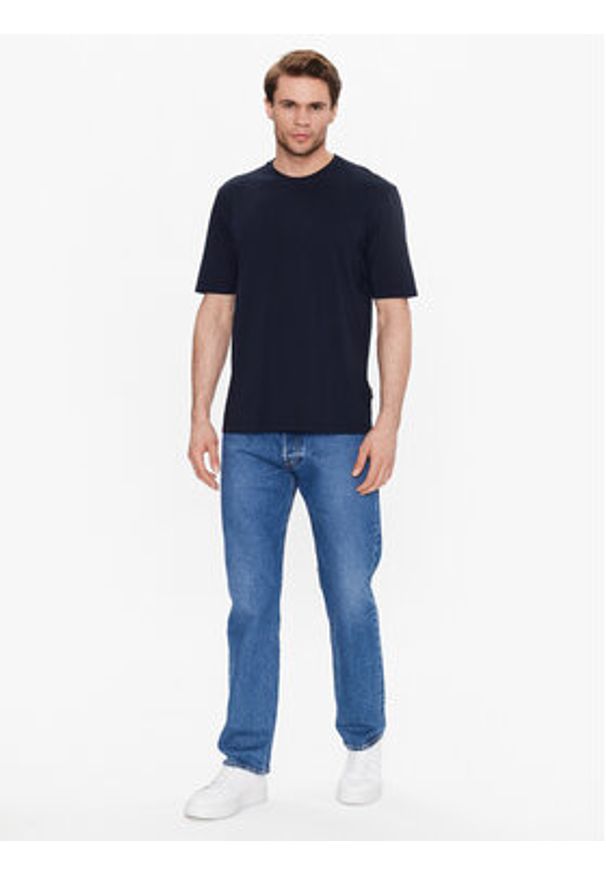 Sisley T-Shirt 3I1XS101J Granatowy Regular Fit. Kolor: niebieski. Materiał: bawełna
