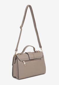 Renee - Szara Torebka Listonoszka z Geometryczną Klapą Efariella. Kolor: szary. Wzór: geometria. Styl: biznesowy, elegancki, casual