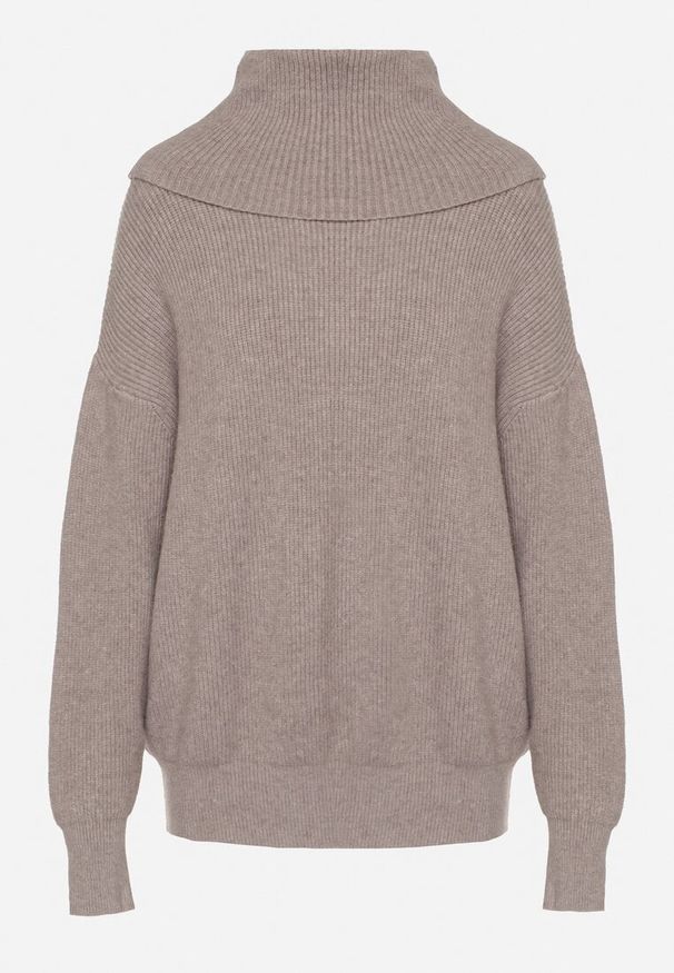 Born2be - Ciemnobrązowy Golf o Klasycznym Kroju z Kaszmirem Azifra. Okazja: na spotkanie biznesowe. Typ kołnierza: golf. Kolor: brązowy. Materiał: kaszmir. Styl: klasyczny