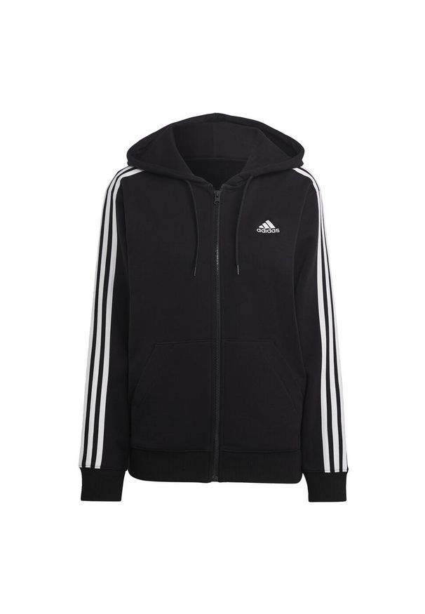 Adidas - Essentials 3-Stripes French Terry Regular Full-Zip Hoodie. Kolor: biały, wielokolorowy, czarny