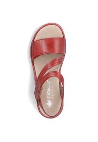 Skórzane komfortowe sandały damskie na rzepy czerwone Rieker 65964-35. Zapięcie: rzepy. Kolor: czerwony. Materiał: skóra