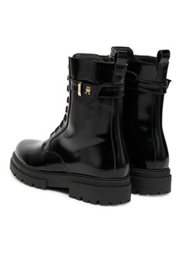 TOMMY HILFIGER - Tommy Hilfiger Trapery Lace-Up Bootie T4A5-34028-1453 D Czarny. Kolor: czarny. Materiał: skóra