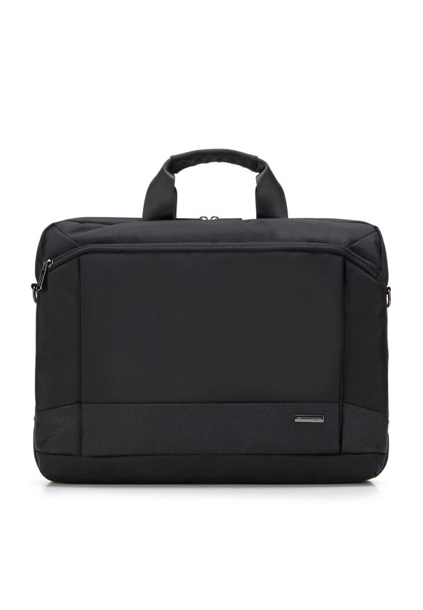 Wittchen - Męska torba na laptopa 15,6” z połyskującą wstawką czarna. Kolor: czarny. Materiał: poliester