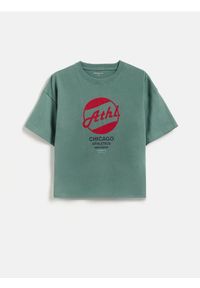 Reserved - Bawełniany t-shirt - jasny zielony. Kolor: zielony. Materiał: bawełna #1