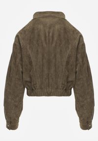 Born2be - Ciemnobeżowa Kurtka z Imitacji Zamszu w Stylu Utility z Suwakami i Paskiem Birasa. Okazja: na co dzień. Kolor: beżowy. Materiał: zamsz. Wzór: gładki. Styl: casual, elegancki, rockowy #3