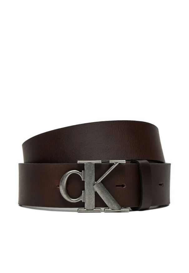 Calvin Klein Jeans Pasek Męski Round Mono Plaque Lthr Belt 40Mm K50K512067 Brązowy. Kolor: brązowy. Materiał: skóra