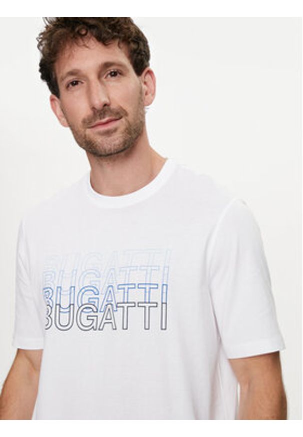 Bugatti T-Shirt 8350 55042A Biały Modern Fit. Kolor: biały. Materiał: bawełna