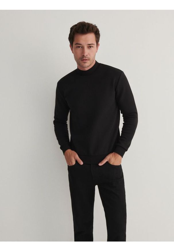 Reserved - Bluza z półgolfem - czarny. Kolor: czarny. Materiał: bawełna, dzianina