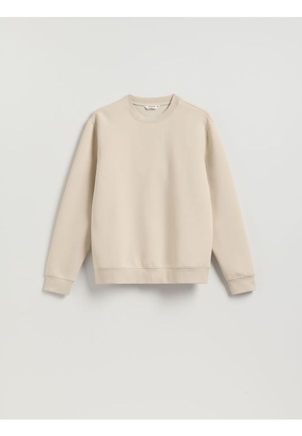 Reserved - Bluza regular z bawełną - kremowy. Kolor: kremowy. Materiał: bawełna