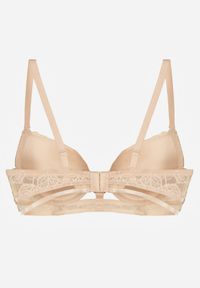 Renee - Beżowy Koronkowy Biustonosz w Klasycznym Stylu z Aplikacją Galinassa. Kolor: beżowy. Materiał: koronka. Wzór: aplikacja #8