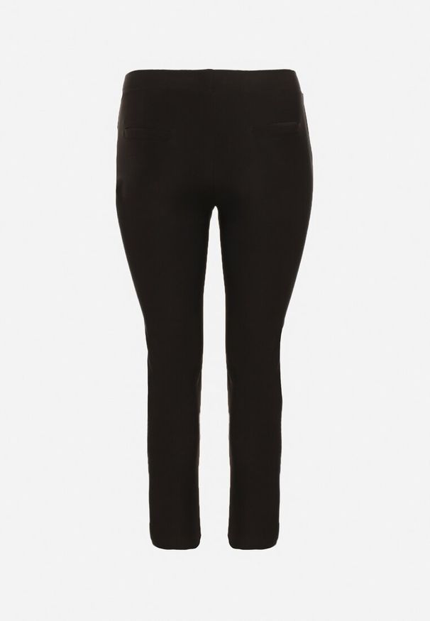 Born2be - Czarne Spodnie Ozdobione Imitacją Kieszeni Faliona. Okazja: na co dzień. Kolor: czarny. Wzór: aplikacja. Styl: casual, elegancki