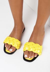 Born2be - Żółte Klapki Nealie. Nosek buta: otwarty. Kolor: żółty. Sezon: lato. Obcas: na obcasie #1