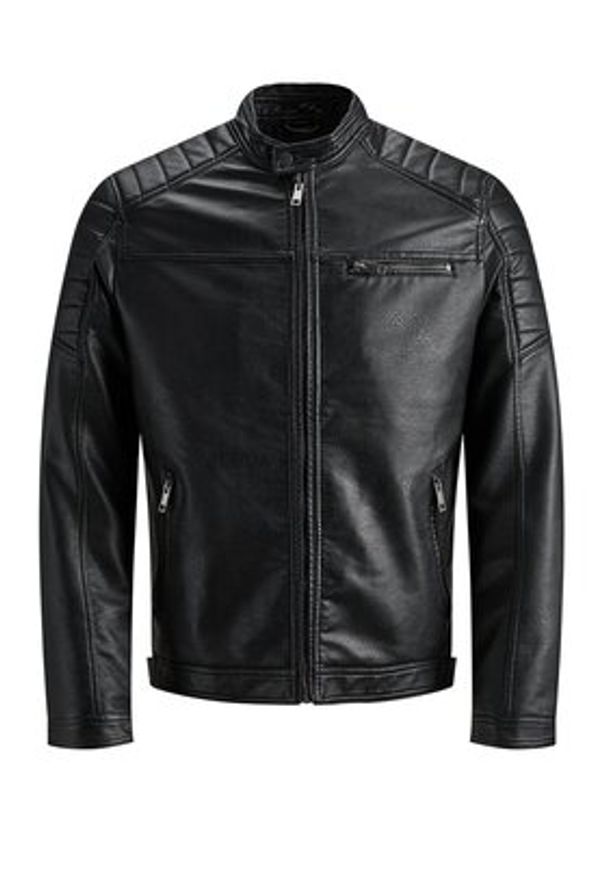 Jack & Jones Kurtka z imitacji skóry Rocky 12147218 Czarny Regular Fit. Kolor: czarny. Materiał: skóra
