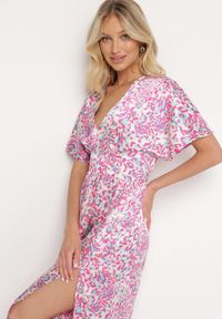 Born2be - Fioletowa Rozkloszowana Sukienka z Krótkim Rękawem Zwężana w Talii Bexbia. Okazja: na co dzień. Kolor: fioletowy. Materiał: skóra. Długość rękawa: krótki rękaw. Typ sukienki: rozkloszowane. Styl: wizytowy, casual #7